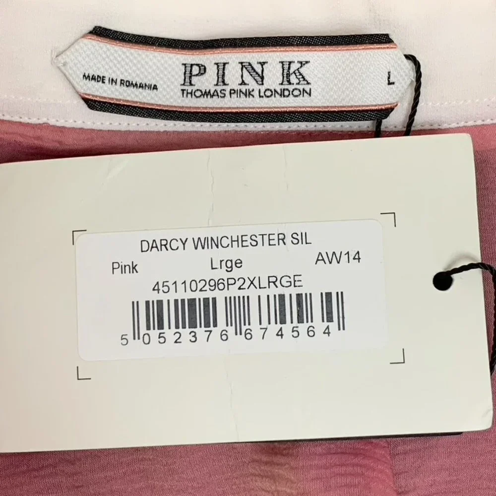 New PINK Women's Darcy Winchester 100% Silk Long Sleeve Button Down Shirt Large - Picture 10 of 11
